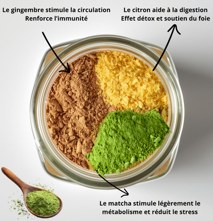 Matcha gingembre & citron – Poudre naturelle 100% premium
